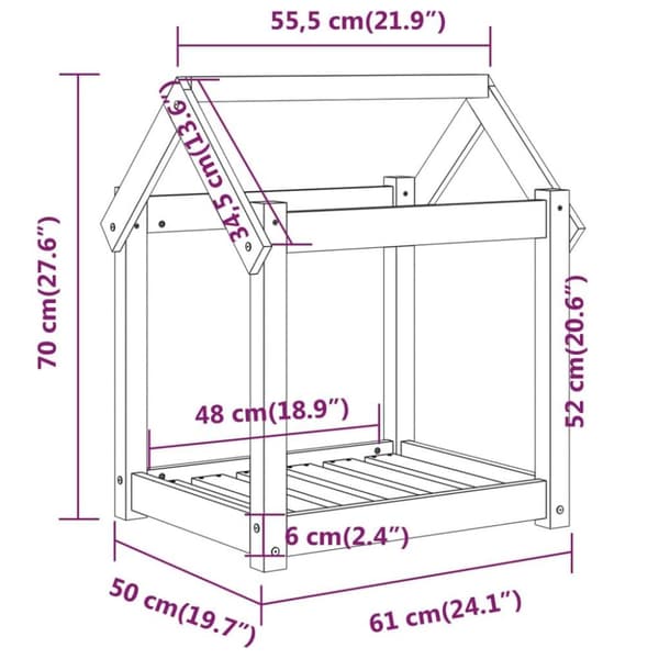 vidaXL hundeseng 61x50x70 cm massivt fyrretræ gyldenbrun