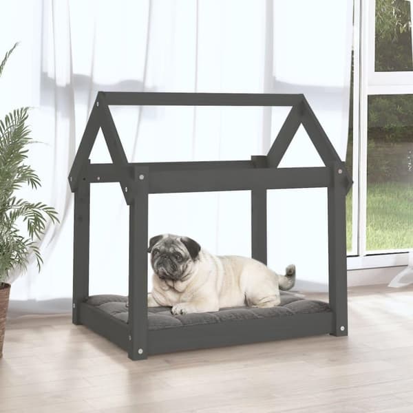 vidaXL hundeseng 71x55x70 cm massivt fyrretræ grå