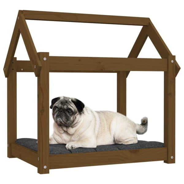 vidaXL hundeseng 71x55x70 cm massivt fyrretræ gyldenbrun