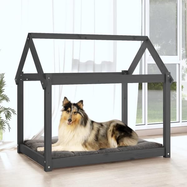 vidaXL hundeseng 101x70x90 cm massivt fyrretræ grå