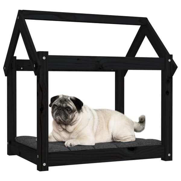 vidaXL hundeseng 71x55x70 cm massivt fyrretræ sort