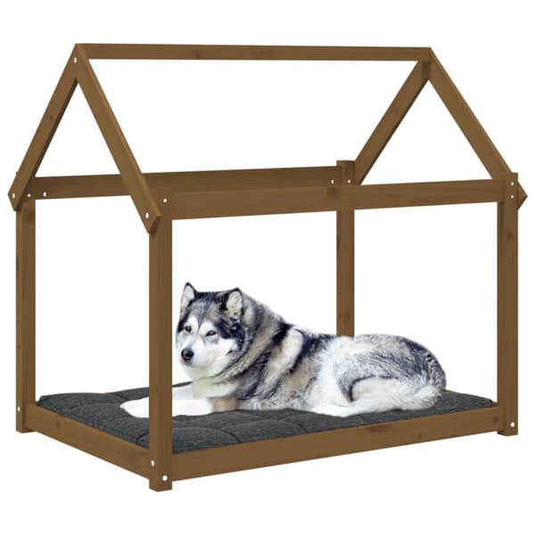 vidaXL hundeseng 111x80x100 cm massivt fyrretræ gyldenbrun