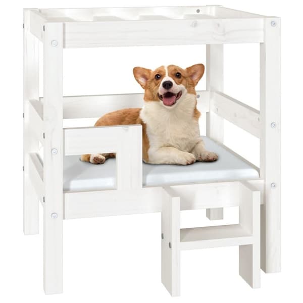 vidaXL hundeseng 55,x53,5x60 cm massivt fyrretræ hvid