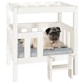 Miniatyrbilde 4 av 8: vidaXL Hundeseng hvit 65,5x43x70 cm heltre furu
