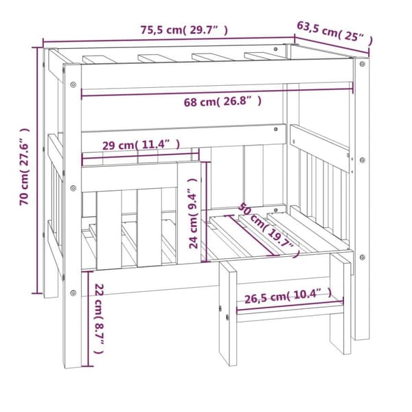vidaXL Hundbädd honungsbrun 75,5x63,5x70 massiv furu