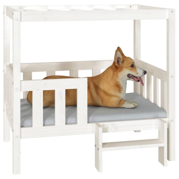 vidaXL Hundeseng hvit 95,5x73,5x90 cm heltre furu
