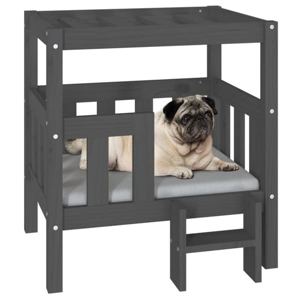 vidaXL hundeseng 65,5x43x70 cm massivt fyrretræ grå