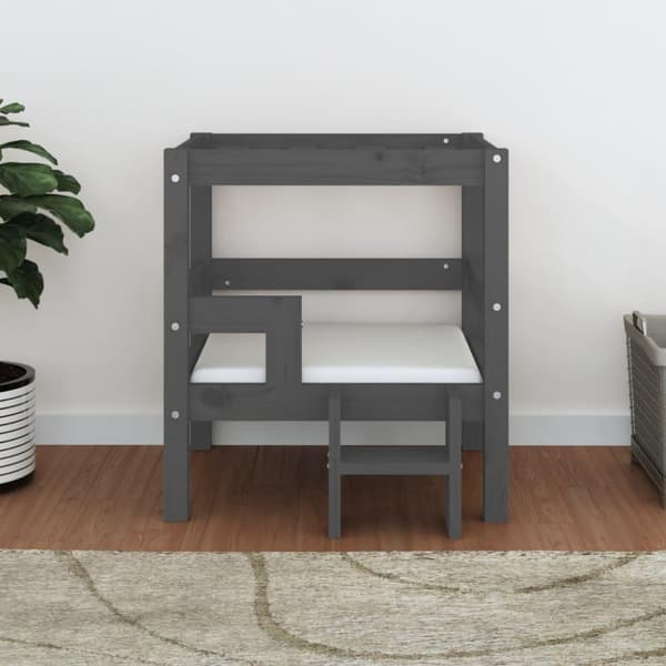 vidaXL hundeseng 55,5x53,5x60 cm massivt fyrretræ grå