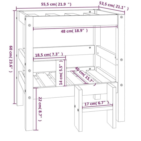 vidaXL hundeseng 55,5x53,5x60 cm massivt fyrretræ grå
