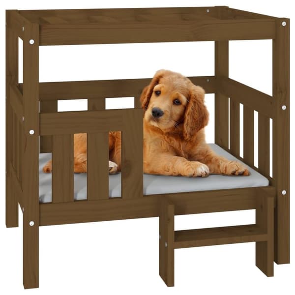 vidaXL hundeseng 75,5x63,5x70 cm massivt fyrretræ gyldenbrun