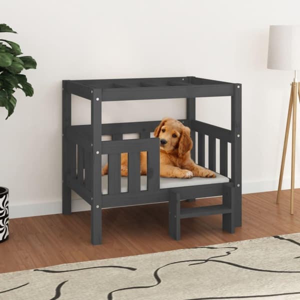 vidaXL hundeseng 75,5x63,5x70 cm massivt fyrretræ grå