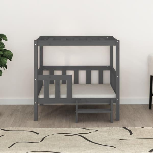 vidaXL hundeseng 95,5x73,5x90 cm massivt fyrretræ grå