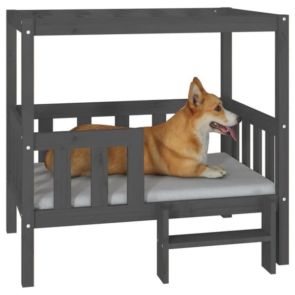 vidaXL hundeseng 95,5x73,5x90 cm massivt fyrretræ grå