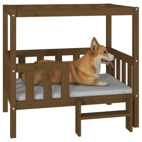 vidaXL hundeseng 95,5x73,5x90 cm massivt fyrretræ gyldenbrun