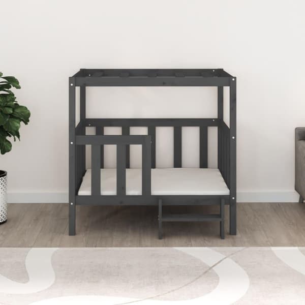 vidaXL hundeseng 105,5x83,5x100 cm massivt fyrretræ grå