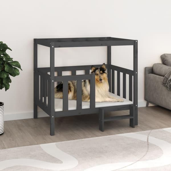 vidaXL hundeseng 105,5x83,5x100 cm massivt fyrretræ grå