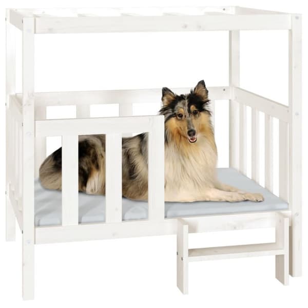 vidaXL hundeseng 105,5x83,5x100 cm massivt fyrretræ hvid