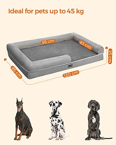 Hundbädd - hundkudde - hundbädd - mjuk fyllning - dogsofa - stående kanter - fall avtagbart och tvättbart - 120 x 85 x 25 cm