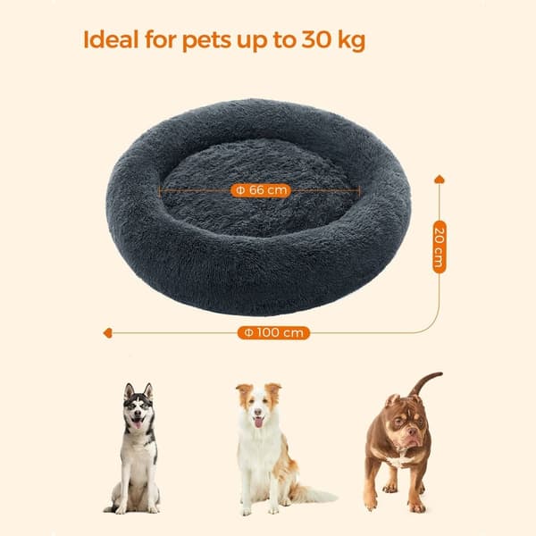 Hundeseng - katteseng - blød plys - 100 cm - mørkegrå