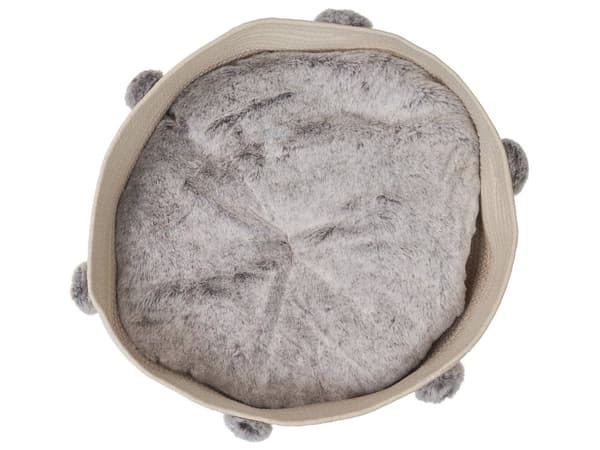 Dyreseng Beige Bomull Polyester 44 cm for hunder katter Rund form med håndtak Moderne