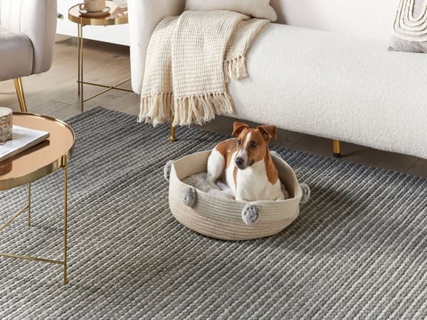Dyreseng Beige Bomull Polyester 44 cm for hunder katter Rund form med håndtak Moderne
