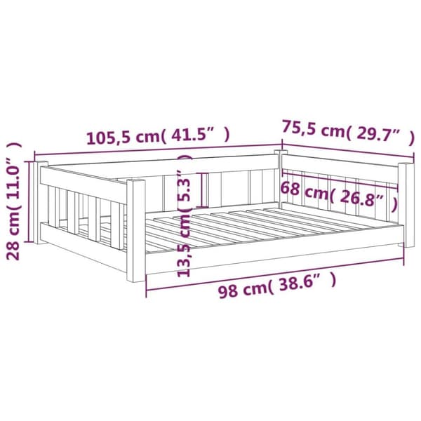 vidaXL Hundbädd 105,5x75,5x28 cm massiv furu