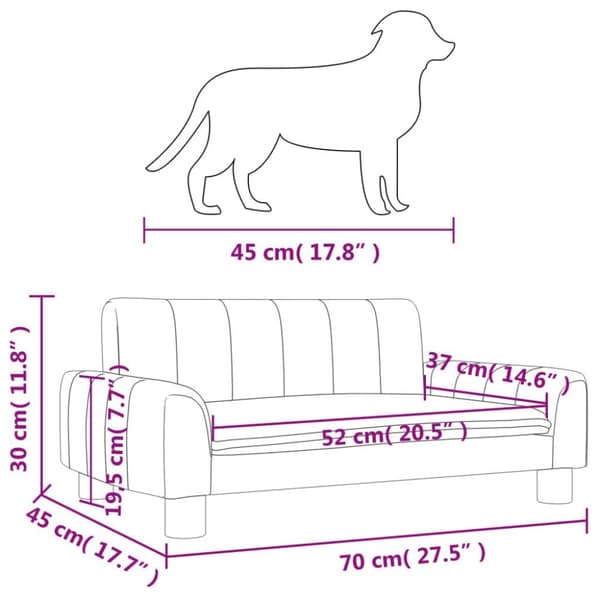 vidaXL hundeseng 70x45x30 cm stof sort