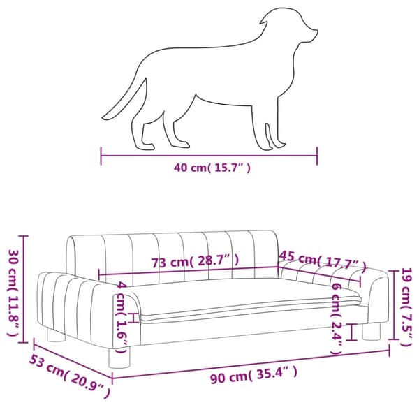 vidaXL hundeseng 790x53x30 cm kunstlæder cremefarvet