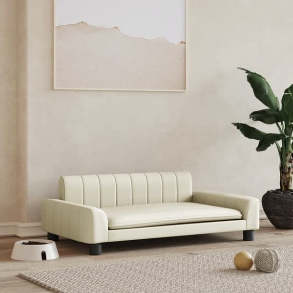 vidaXL Hundbädd gräddvit 90x53x30 cm konstläder