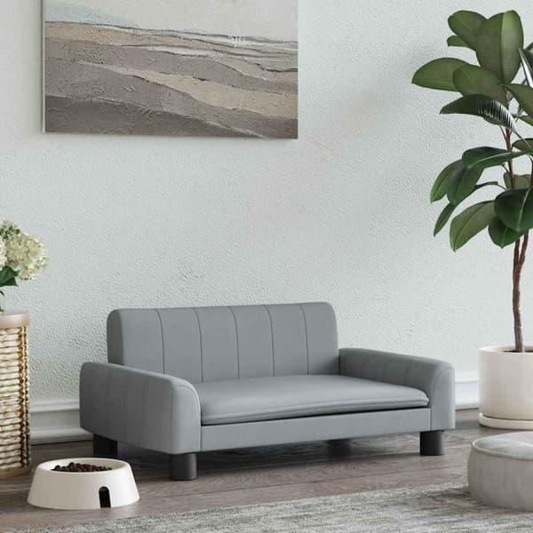 vidaXL hundeseng 70x45x30 cm stof lysegrå