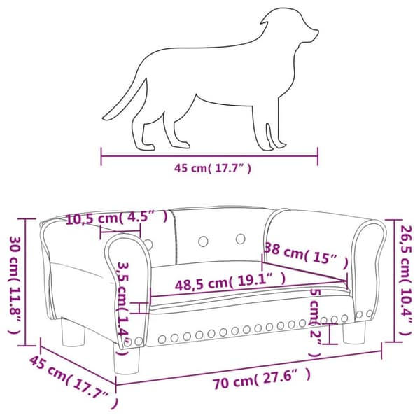 vidaXL Hundbädd gräddvit 70x45x30 cm sammet