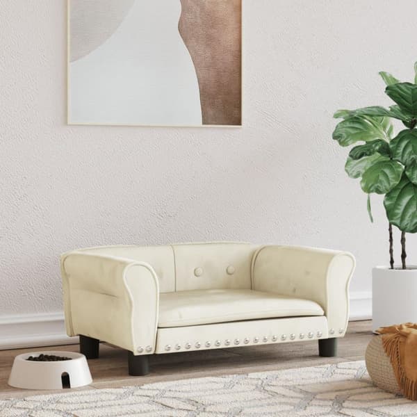 vidaXL Hundbädd gräddvit 70x45x30 cm sammet