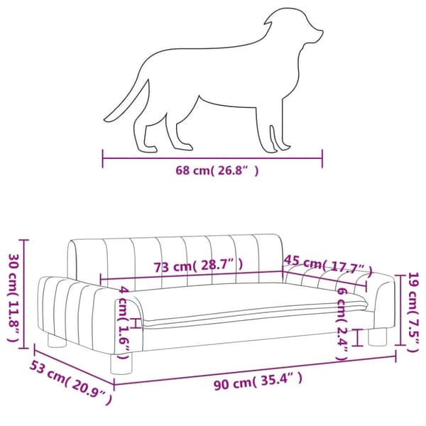 vidaXL hundeseng 90x53x30 cm stof cremefarvet