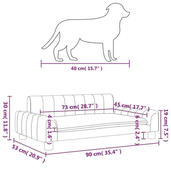 vidaXL hundeseng 90x53x30 cm kunstlæder grå