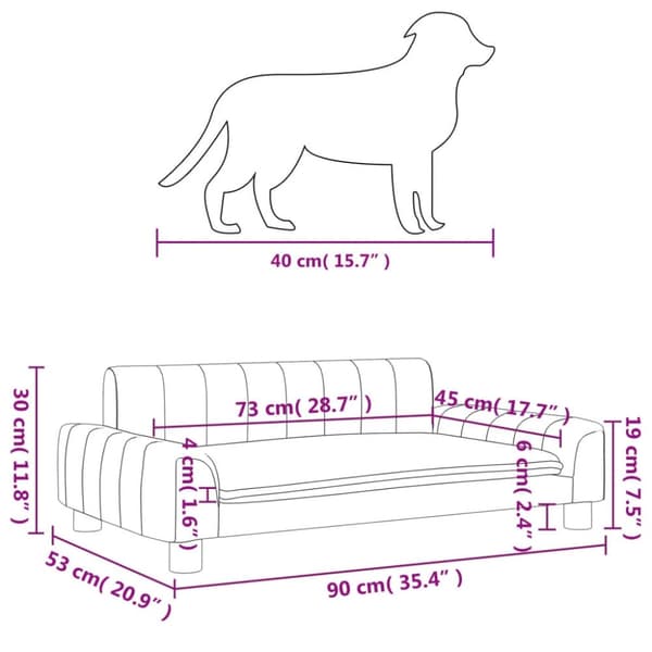 vidaXL hundeseng 90x53x30 cm kunstlæder brun