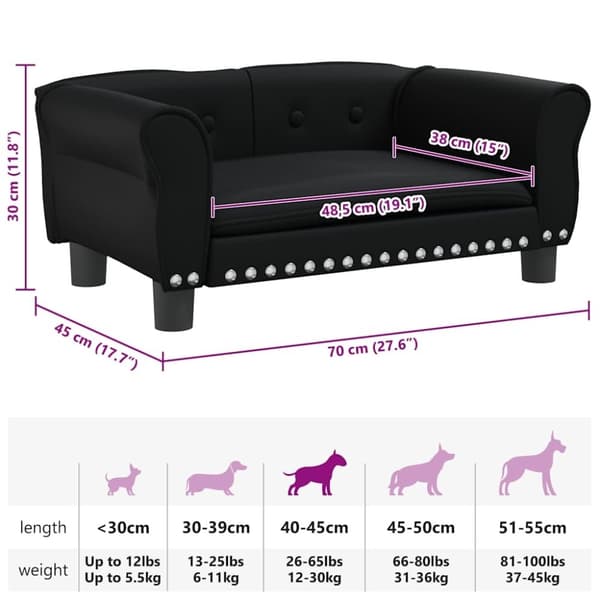 vidaXL hundeseng 70x45x30 cm kunstlæder sort