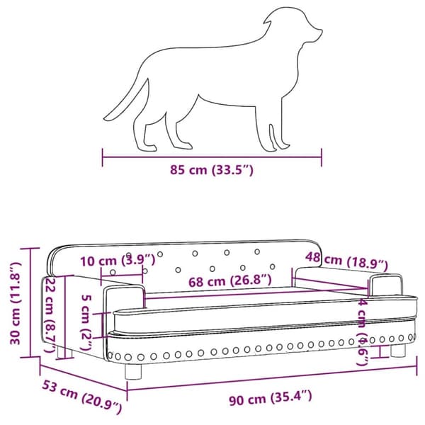 vidaXL hundeseng 90x53x30 cm kunstlæder grå