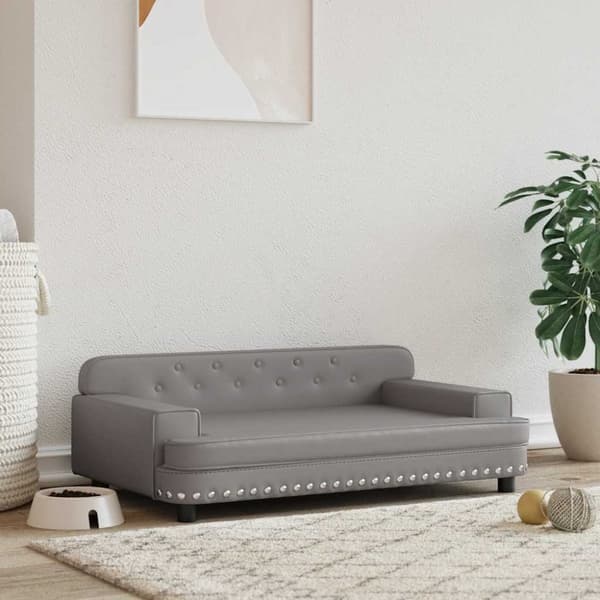vidaXL hundeseng 90x53x30 cm kunstlæder grå
