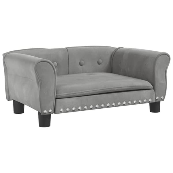 vidaXL hundeseng 70x45x30 cm velour lysegrå