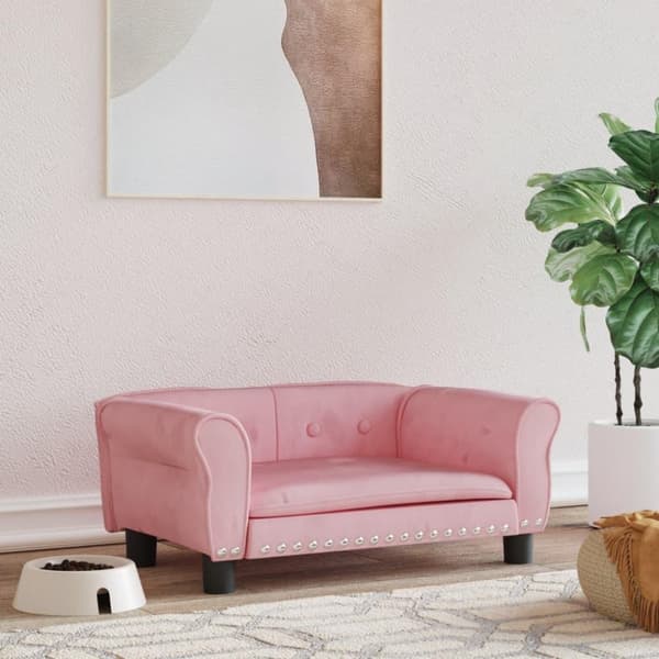 vidaXL Hundbädd rosa 70x45x30 cm sammet