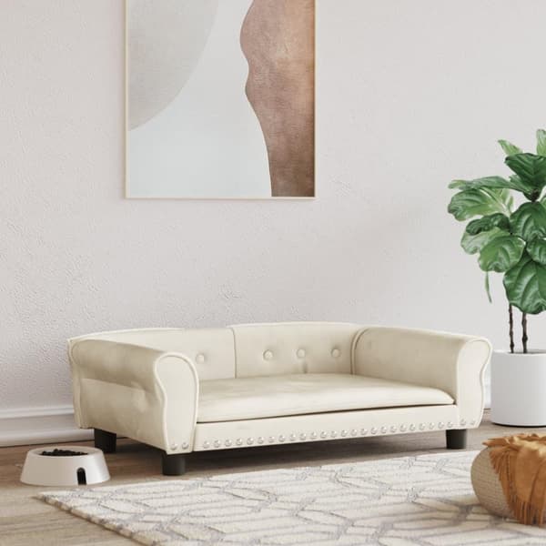 vidaXL Hundbädd gräddvit 95x55x30 cm sammet