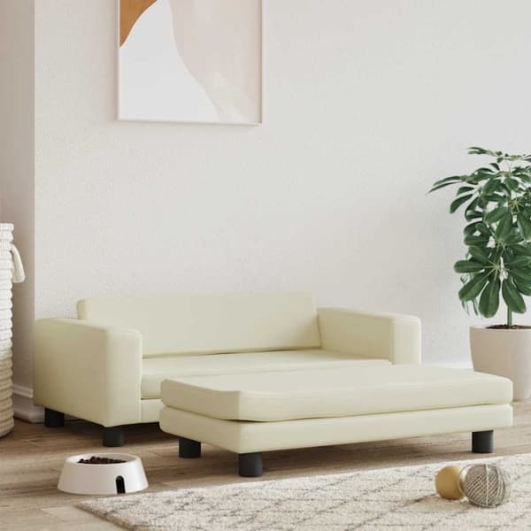 vidaXL hundeseng med forlængelse 100x50x30 cm kunstlæder cremefarvet
