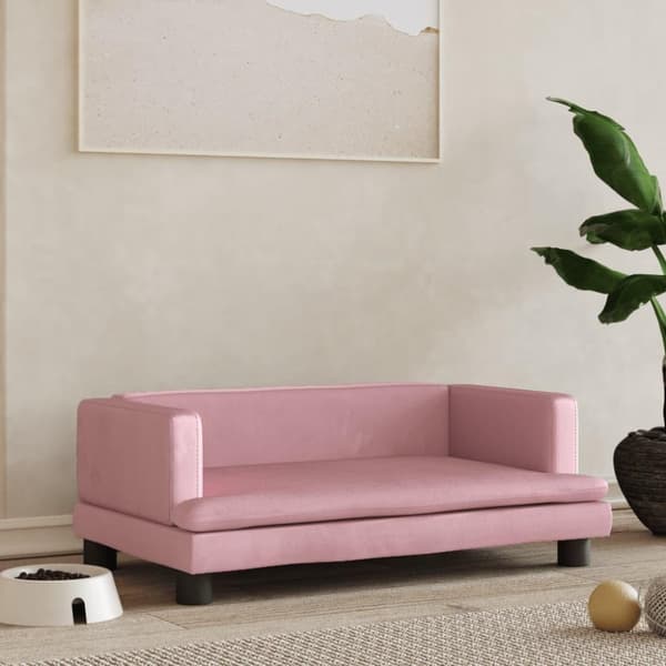vidaXL Hundbädd rosa 80x45x30 cm sammet