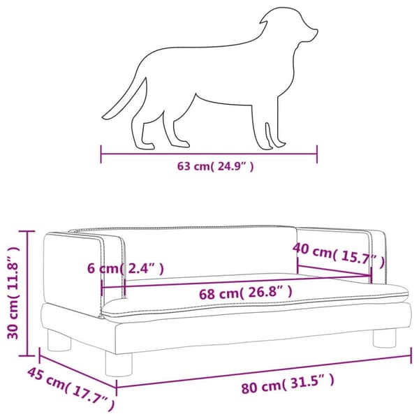 vidaXL hundeseng 80x45x30 cm velour lyserød