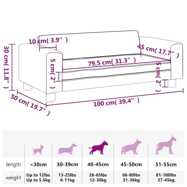 vidaXL hundeseng med forlængelse 100x50x30 cm kunstlæder cappuccino