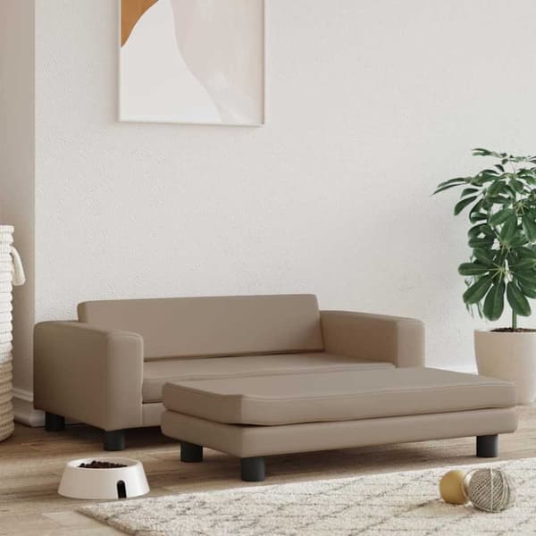 vidaXL hundeseng med forlængelse 100x50x30 cm kunstlæder cappuccino