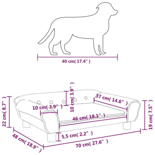vidaXL hundeseng 70x48x22 cm velour brun