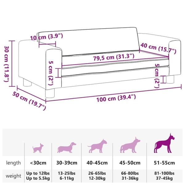 vidaXL hundeseng med forlængelse 100x50x30 cm velour brun