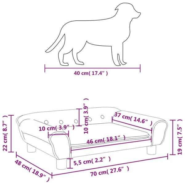 vidaXL hundeseng 70x48x22 cm velour lyserød