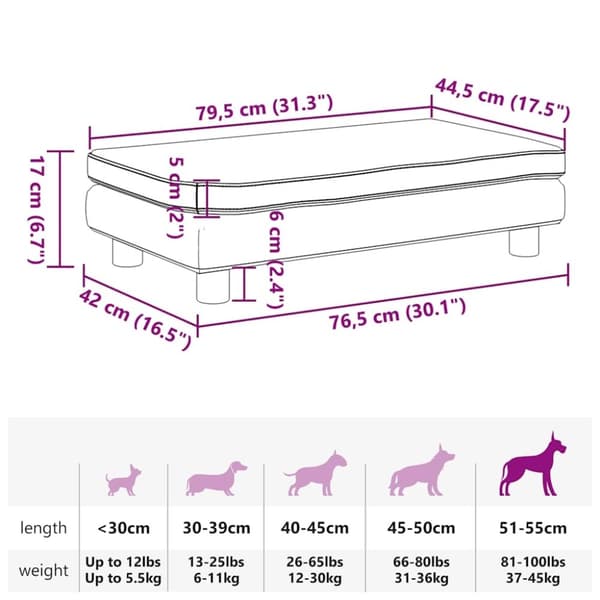 vidaXL Hundbädd med förlängning rosa 100x50x30 cm sammet